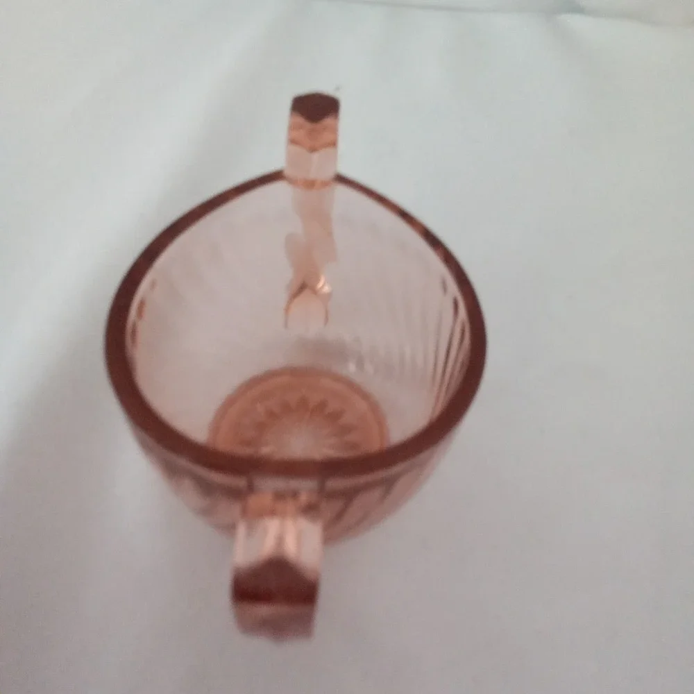 Vintage Pink Depression Glass Swirl Pattern Double Handled Sugar Bowl 4.5 Inch